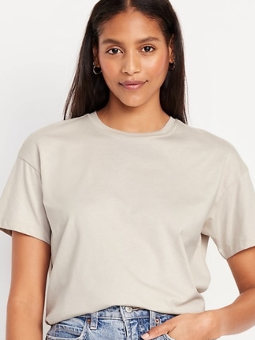 NWT Old Navy Vintage Tee, Crew, PXL, Wishbone, Cream, Vented Sides, 100% Cotton